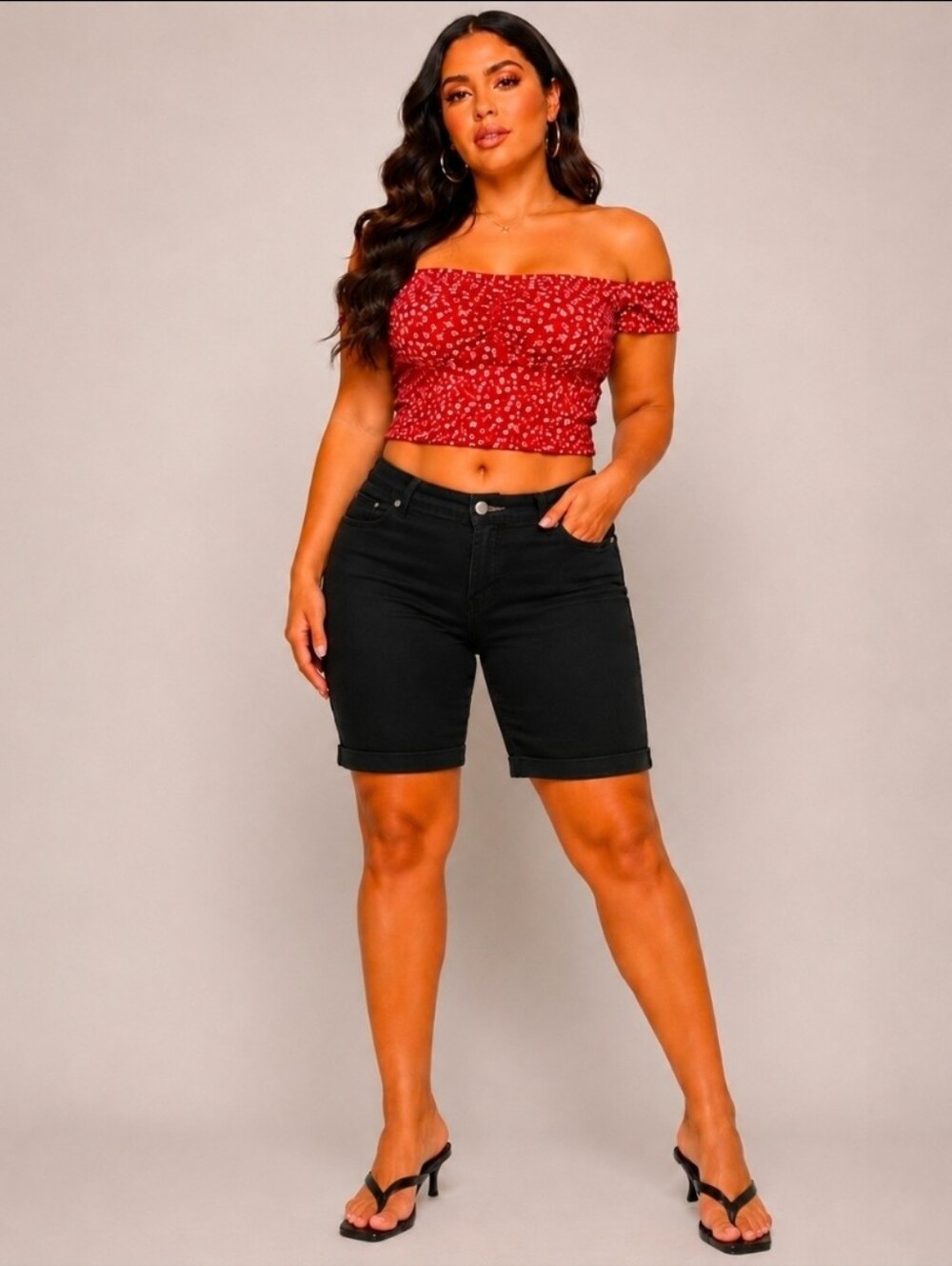 Faded Glory | Classic Black Bermuda Shorts | Size 12 | Everyday Stretch Comfort